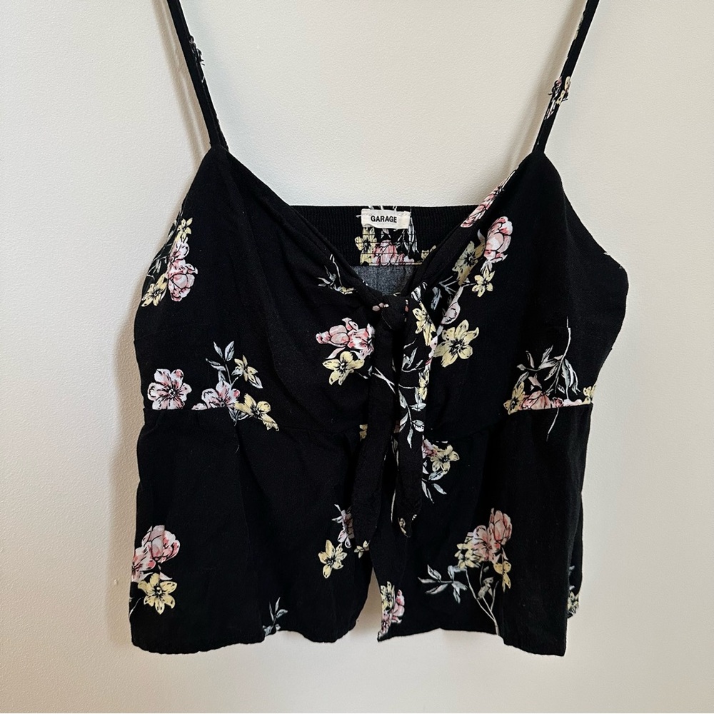 Garage Black Floral Cropped Camisole